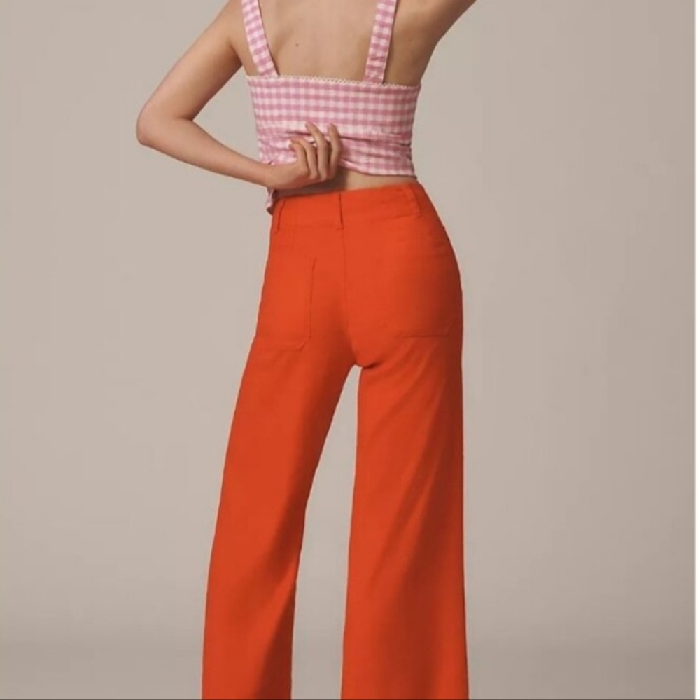 Anthropologie Pants 12 Womens Maeve The Colette Cropped Wide Leg Mid Rise Pants - Picture 8 of 9